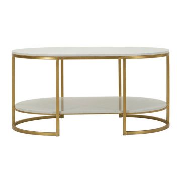 Măsuță de cafea albă/aurie cu blat din marmură 60x90 cm Izmir – Mauro Ferretti