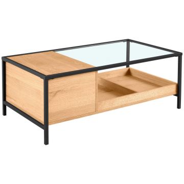 Măsuță De Cafea din lemn, metal, sticlă, material pe bază de lemn, 110/60/40 cm