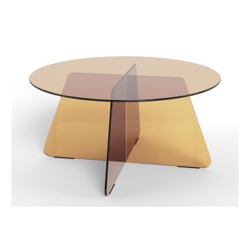 Măsuță de cafea maro rotundă din sticlă ø 80 cm Samos – Actona