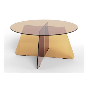 Măsuță de cafea maro rotundă din sticlă ø 80 cm Samos – Actona