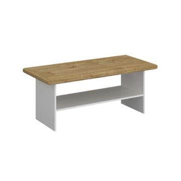 Măsuță de Cafea RIVA LAW/120, Alb cu Blat Natur, Stil Scandinav, 120 cm