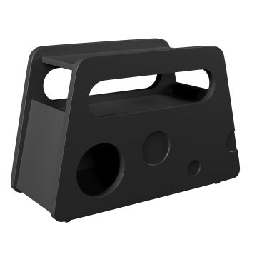 Măsuță laterală cu roți, colțuri rotunjite, mobilă, economisitoare de spațiu, pentru living și dormitor, 81x33x51,5 cm, Negru