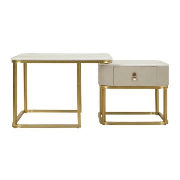 Măsuțe de cafea crem/aurii 2 buc. cu aspect de marmură 50x70 cm Beauty – Mauro Ferretti