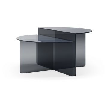 Măsuțe de cafea gri 2 buc. rotunde din sticlă ø 80 cm Velta – MOME