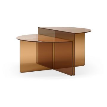 Măsuțe de cafea maro 2 buc. rotunde din sticlă ø 80 cm Velta – MOME