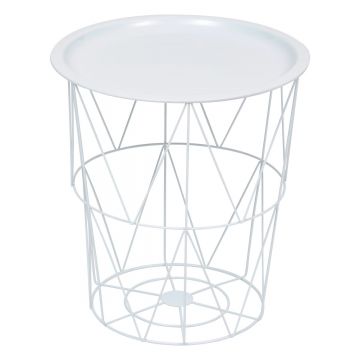 Masuta cafea cu depozitare Atmosphera Kumi, otel, 37x40 cm, alb