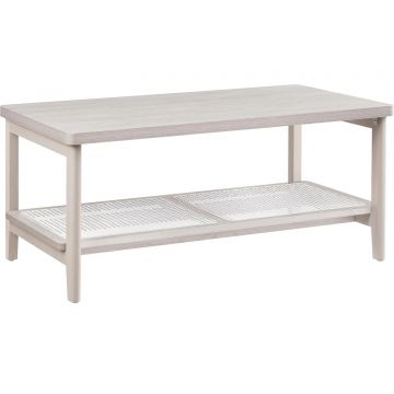 Masuta de cafea, din MDF, cu spatiu de depozitare pe 2 nivele, 55x100x45 cm, stil boho, bej