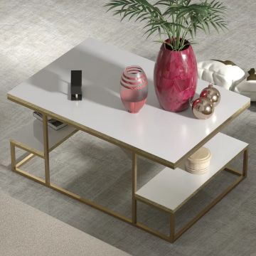 Masuta de cafea Emelda, alb auriu, seria 440, 25077