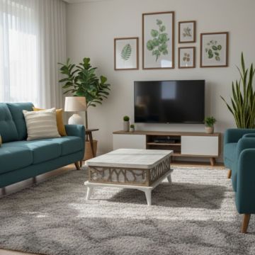 Masuta de cafea, Hanah Home, Ada, 90x38x60 cm, PAL, Alb antic