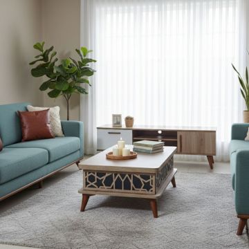 Masuta de cafea, Hanah Home, Ada, 90x38x60 cm, PAL, Albastru