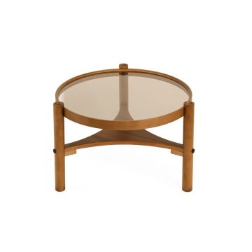 Masuta de cafea, Hanah Home, Clover, 100x46x100 cm, 100% SOLID BEECH WOOD, Maro