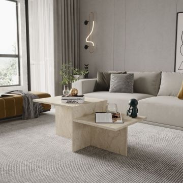 Masuta de cafea, Hanah Home, Diana, 105x40x50 cm, Travertin