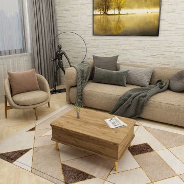 Masuta de cafea, Hanah Home, Dy Ada, 90x38x60 cm, PAL, Pin