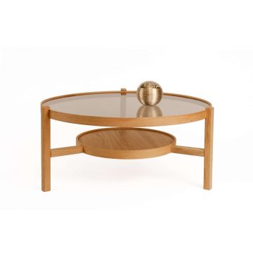 Masuta de cafea, Hanah Home, Flora, Lemn masiv, Stejar