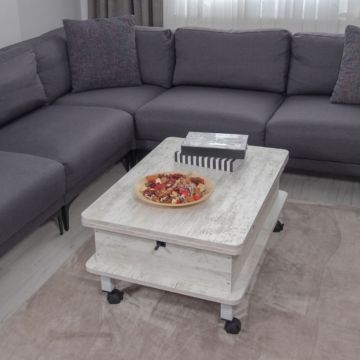 Masuta de cafea, Hanah Home, Helsinki, 90x40x60 cm, PAL, Alb antic