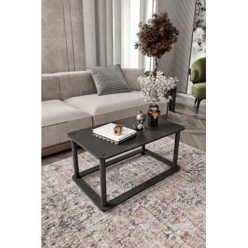 Masuta de cafea, Hanah Home, Hole Rect, 70x38x42 cm, MDF , Negru