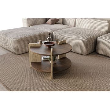 Masuta de cafea, Hanah Home, Oalla, 70x45x70 cm, Nuc / Travertin