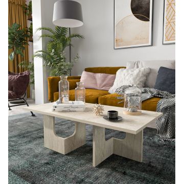 Masuta de cafea, Hanah Home, Terni, 104x37x51.7 cm, PAL, Travertin