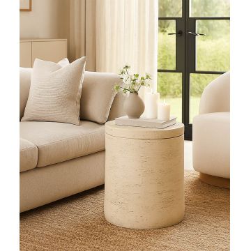 Masuta de cafea, Mauro Ferretti, Antic, 35x43 cm, utilizare interior / exterior,  oxid de magneziu, crem