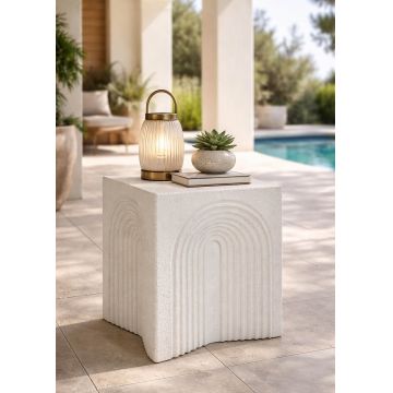 Masuta de cafea, Mauro Ferretti, Arc, 47.5x58x47.5 cm, utilizare interior / exterior,  oxid de magneziu, crem