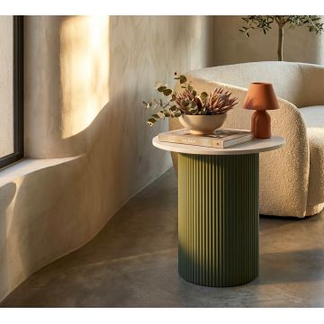 Masuta de cafea, Mauro Ferretti, Frankfurt, 40x42x45 cm, metal/MDF/marmura artificiala, verde/alb