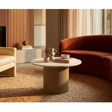 Masuta de cafea, Mauro Ferretti, Frankfurt, 46x48x39 cm, metal/MDF/marmura artificiala, gri/alb