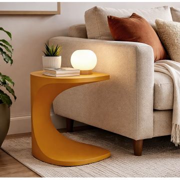 Masuta de cafea, Mauro Ferretti, Ibiza, 42x42x52 cm, utilizare interior / exterior,  plastic, mustar