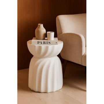 Masuta de cafea, Mauro Ferretti, Twisty, 36x47.5 cm, utilizare interior / exterior,  oxid de magneziu, crem