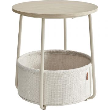 Masuta de cafea rotunda cu cos de stofa, stil modern, 45x50cm, bej