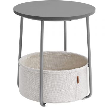 Masuta de cafea rotunda cu cos de stofa, stil modern, 45x50cm, gri