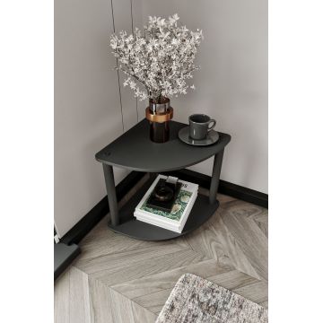 Masuta, Hanah Home, Bookcase 2-Tiers Corner, 34x38x34 cm, MDF , Negru