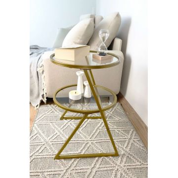 Masuta, Hanah Home, Valencia, 42x55x42 cm, Sticla temperata, Auriu