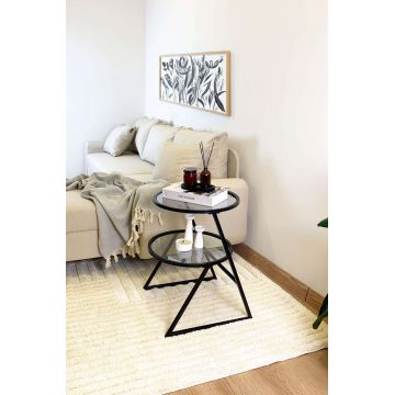 Masuta, Hanah Home, Valencia, 42x55x42 cm, Sticla temperata, Negru