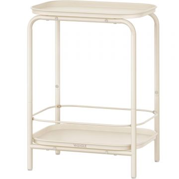 Masuta laterala 40x30x56 cm, cu 2 rafturi, otel rezistent la apa si zgarieturi, crem