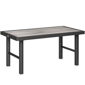 Outsunny Masă joasă de grădină dreptunghiulară masă de grădină cu blat SPC cu efect lemn din metal, 100 x 52 x 46 cm, negru | Aosom Romania