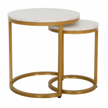 Set 2 Mese Cafea Aniston Auriu Si Alb