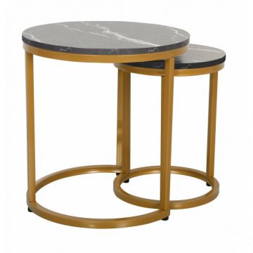 Set 2 Mese Cafea Aniston Auriu Si Negru