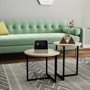 Set 2 Mese Cafea Jay Negru Si Stejar