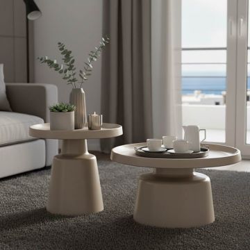 Set Masuta de cafea 2 buc Ginoze Capuccino 70x70x38 cm