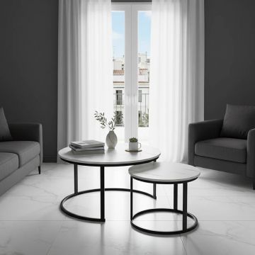 Set Masuta de cafea 2 buc Solme I Alb 80x80x45 cm