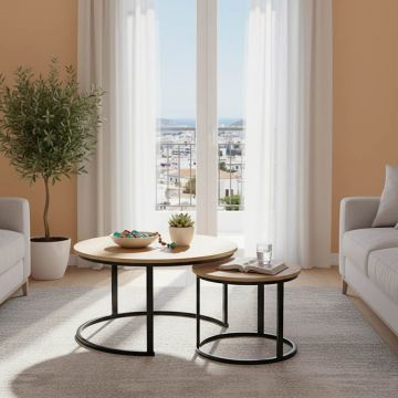 Set Masuta de cafea 2 buc Solme I Natural 80x80x45 cm