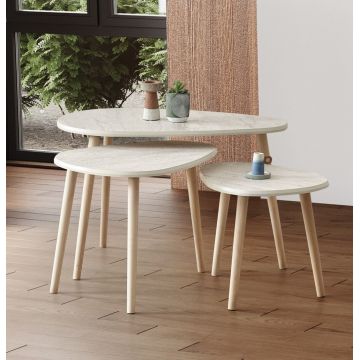 Set masute de cafea, Hanah Home, Alvin, MDF , Travertin