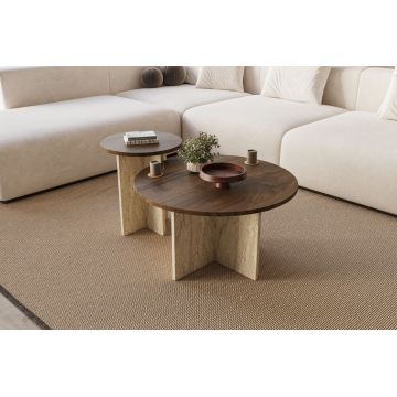 Set masute de cafea, Hanah Home, Private, Nuc / Travertin