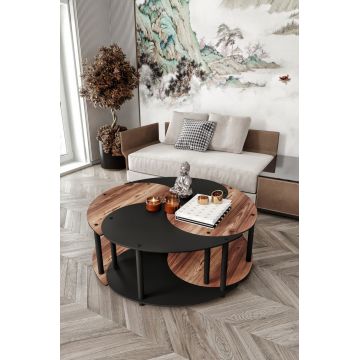 Set masute de cafea, Hanah Home, Yi Yang4L 70, MDF , Nuc / Negru