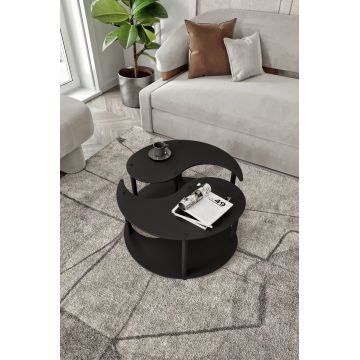 Set masute de cafea, Hanah Home, Yin Yang 2, MDF , Negru