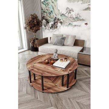 Set masute de cafea, Hanah Home, Yin Yang 4 70, MDF , Maro