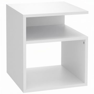 HOMCOM Măsuță modernă pentru living cu 3 rafturi deschise, pentru living, dormitor, birou, Alb | Aosom Romania
