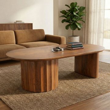 Masă de cafea cu design Flute, Lemn de Mango, 130x65x40 cm