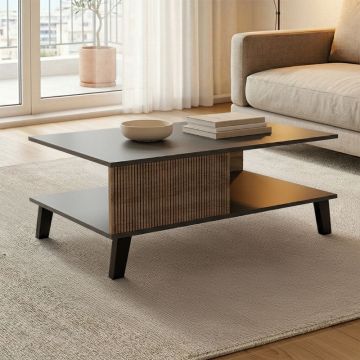Masă de cafea cu design modern Tuscany, Stil sonoma-antracit, Material lemn/metal, 83x54x34 cm
