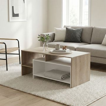 Masă de cafea cu funcție de depozitare Consa, Lemn, Stejar, 120x60x53 cm